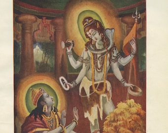 Pan Śiwa - zabytkowy indyjski druk religijny hinduistyczny