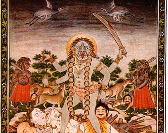 Kali ... Contemporary reprint of vintage Indian painting.