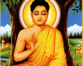 Buddha  ... Vintage-style devotional poster print