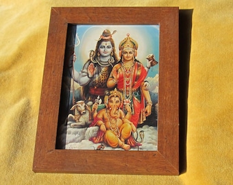 Framed 1990's Card of Shiva and His Family.