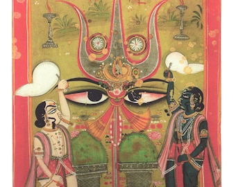 Siva's Trident - Zeitgenössischer Nachdruck des Vintage Indian Hindu Devotional Posterdrucks