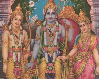 Rama ... Sri Kothandaramar ... Samtida nytryck av indiskt vintagetryck.