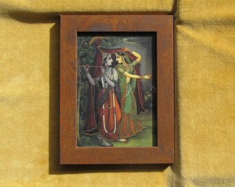 Framed 1990&#39;s Card of Krishna and Radha.