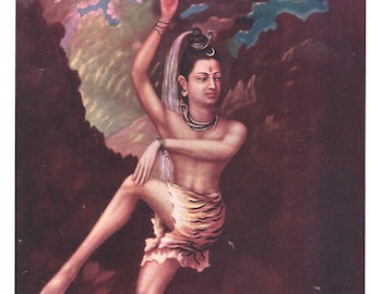 Lord Siva - Zeitgenössischer Nachdruck eines indischen Hindu-Andachtsplakatdrucks