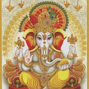 Ganesh  Vintage-style Indian Hindu Devotional Print. - Etsy