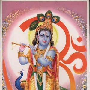 Krishna ... Stampa indiana indù d'epoca.