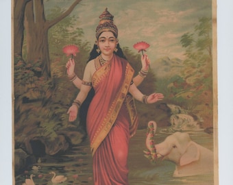 Laxmi... Współczesny reprint starej indyjskiej grafiki.