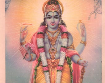 Vishnu ... Contemporary reprint of vintage Indian print.