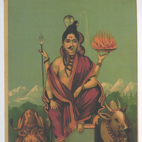 Shiva as half-man, half-woman ... Contemporary reprint of vintage Indian print.