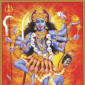 Kali ...  Vintage-style Indian Hindu Devotional Print.