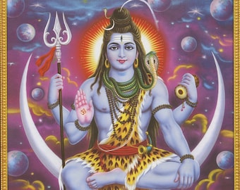 Shiva art, Shiva ... Vintage-style Indian Hindu Devotional poster print