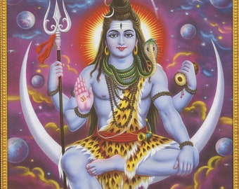 Shiva art, Shiva ... Vintage-style Indian Hindu Devotional poster print