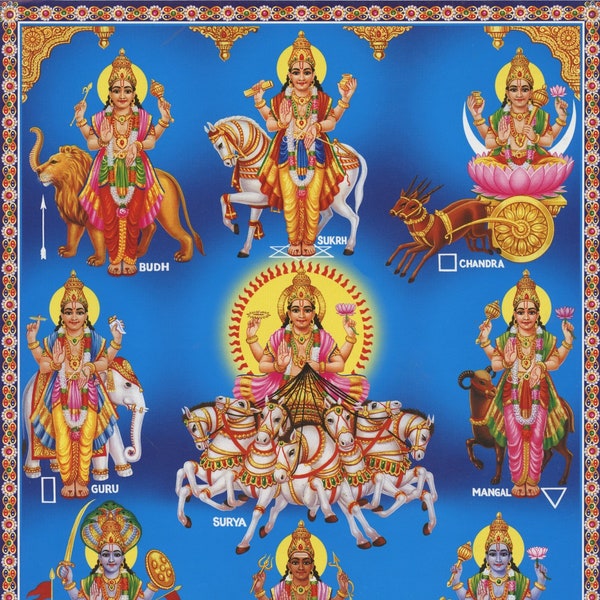 Surya ... Vintage-style Indian Devotional print.