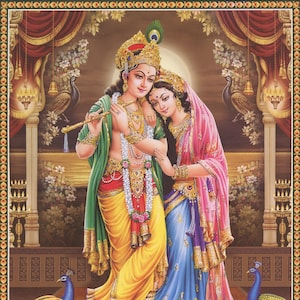Krishna & Radha ... Indian Vintage-style Devotional Print