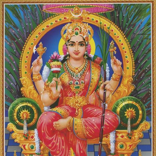 Lalita Devi ... Vintage-style Indian Hindu devotional poster print