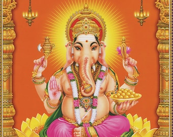 Ganesh ... Vintage-style Indian Hindu Devotional poster print