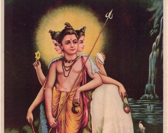 Shiva ... Lord Dattatreya ... Contemporary reprint of vintage Indian print.