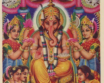 Ganesh ... Vintage Indian Hindu Devotional poster print