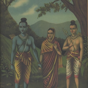 Rama, Sita & Lakshman ... Contemporary reprint of vintage Indian print.