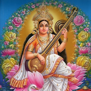 Saraswati - Large Indian Hindu devotional poster print