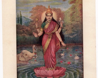 Adi Lakshmi ... Large Contemporary reprint of vintage Indian print.
