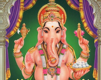 Ganesh ... Large Vintage-style Indian print