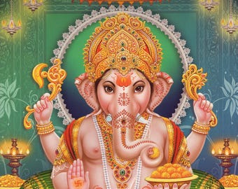 Ganesh ... Large Vintage-style Indian print