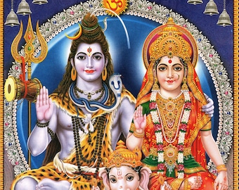 Shiva & Parvati ... Vintage-style Indian Hindu Devotional - Etsy