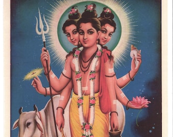 Shiva... Lord Dattatreya... Współczesny reprint zabytkowego indyjskiego druku.