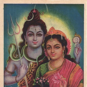 Shiva & Parvati ... Contemporary Reprint of Vintage Indian Print. - Etsy