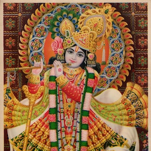 Krishna ... Stampa indiana indù d'epoca.