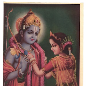 Rama & Sita ... Contemporary reprint of vintage Indian print.