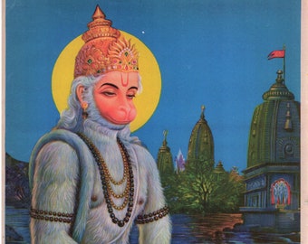 Hanuman ... Contemporary reprint of vintage Indian print.