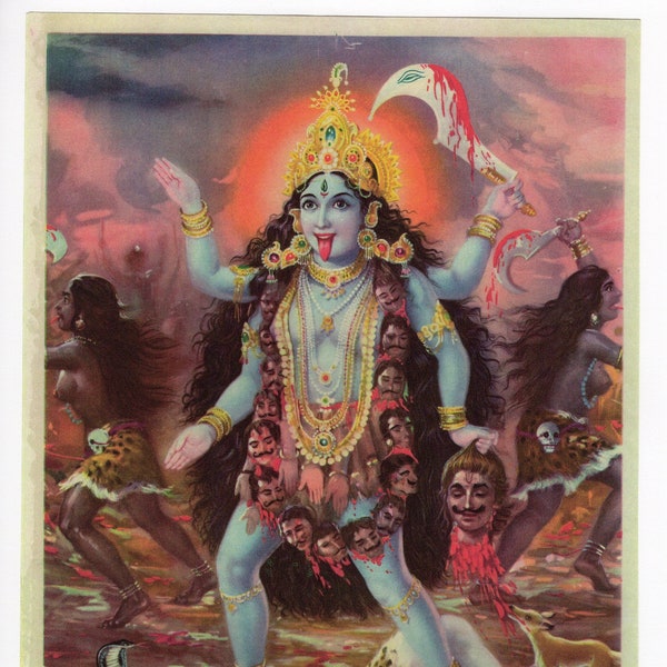 The Goddess Kali ... Large Contemporary reprint of vintage Indian painting.