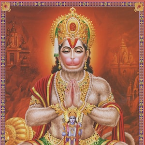 Hanuman ... Indian Vintage-style Devotional Print