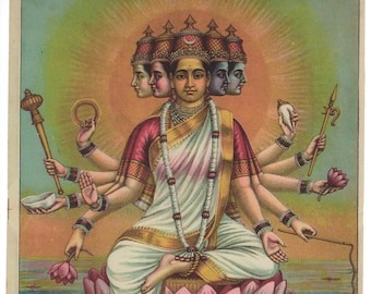 Gayatri... Reimpresión contemporánea de un grabado indio antiguo.