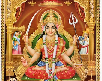 Santoshi Mata ... Vintage-style Indian Hindu devotional print