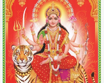 Durga... Indyjski druk religijny w stylu vintage