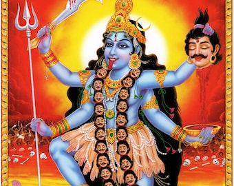 Kali ...  Vintage-style Indian Hindu Devotional Print.