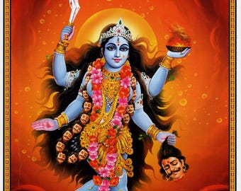 Kali ...  Vintage-style Indian Hindu Devotional Print.