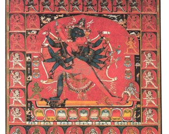 Chakrasamvara Mandala - Modernt tryck av vintage tibetansk thanka.