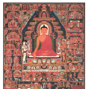 The Buddha - Contemporary print of vintage Tibetan thanka.