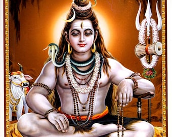 シヴァ…ビンテージスタイルのインドのヒンドゥー教の信仰のポスター