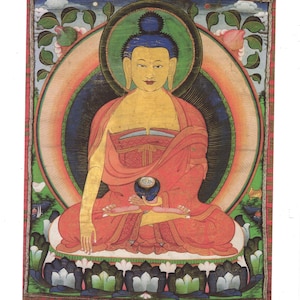 Buddha - Contemporary print of vintage Tibetan thanka.
