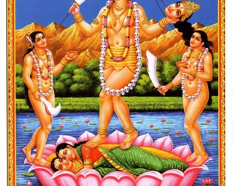 Chinnamasta ...  Reproduction of Vintage-style Indian Hindu Devotional Print.