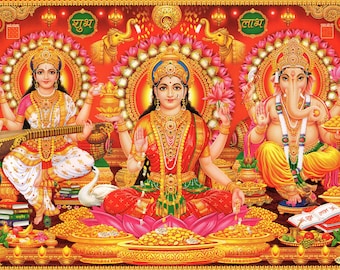 ハヌマーン、ラクシュミ、アルミ製、インド、ヒンドゥー教、宗教画、二枚セット ハヌマーン、ラクシュミ、アルミ製、インド、ヒンドゥー教、宗教