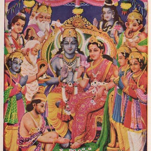Shri Ram Darbar - Large Vintage Indian devotional print