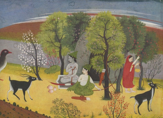 伝統的なインドの動物絵画 鹿の姿をした悪魔マリチャ - インドの細密画の複製版画、1983年 - Etsy