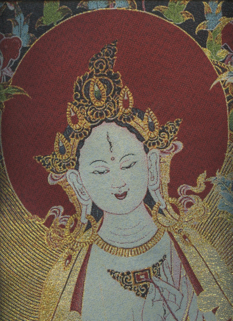 White Tara - Very Large Tibetan Thanka Silk Cloth Embroidery. - Etsy