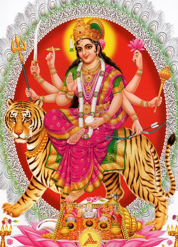 Durga  Vintage-style Indian Devotional Print - Etsy